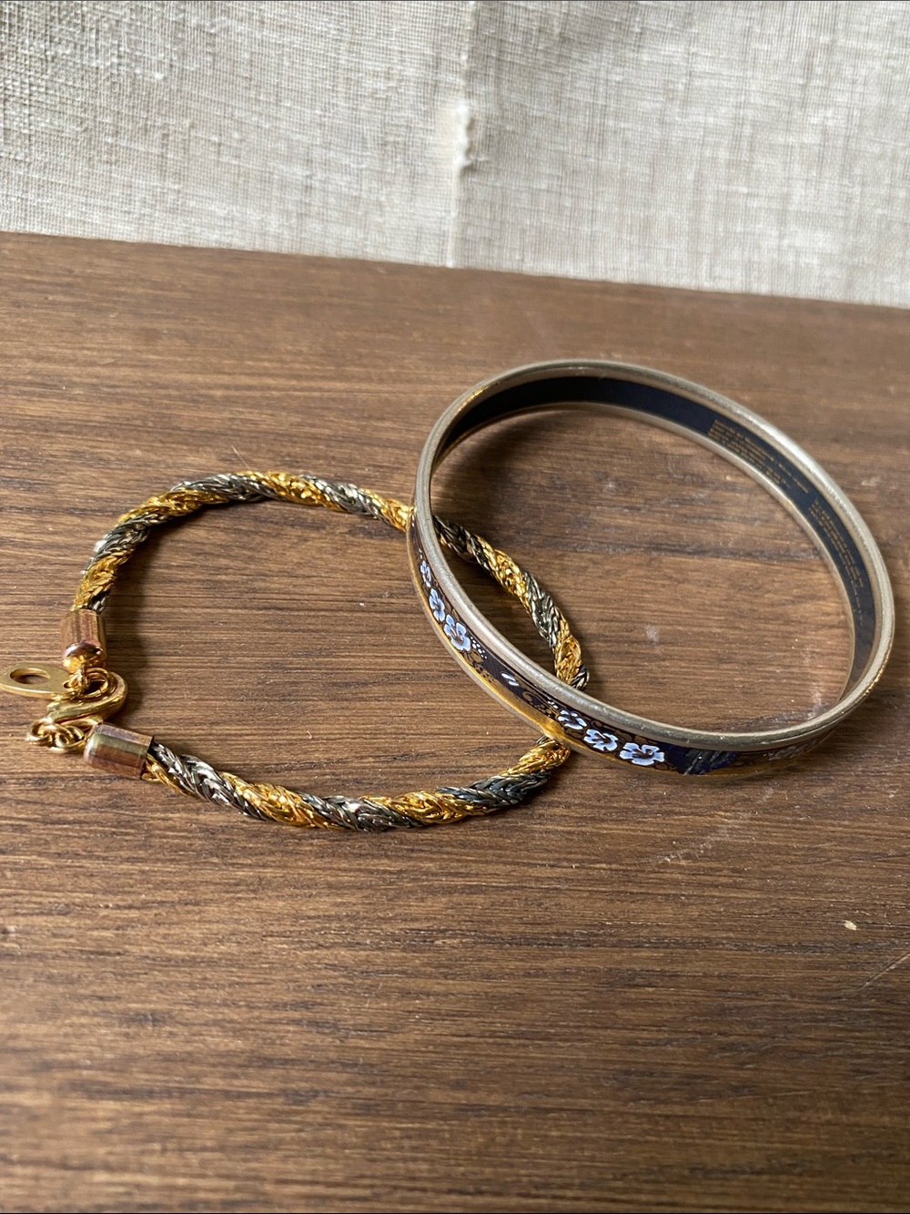 Vintage Bracelets gold and silver plate, brass, and enamel